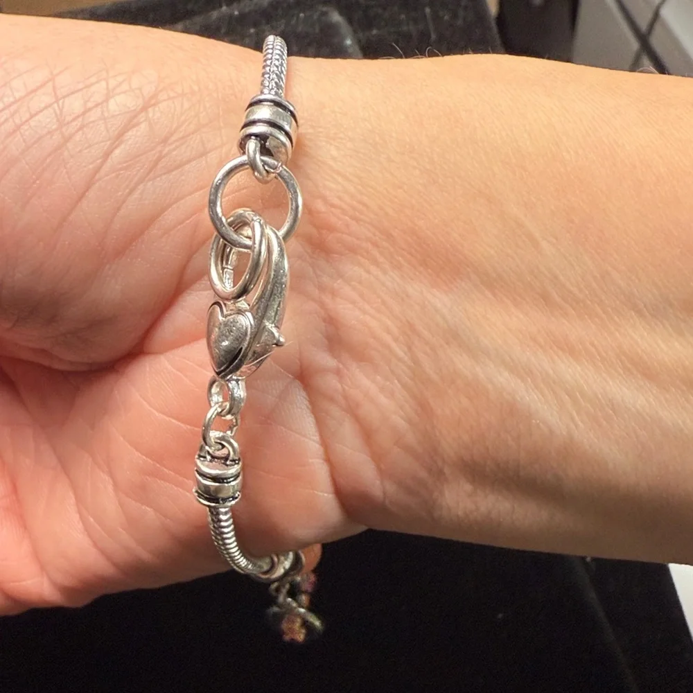 Breast Cancer‎ Awareness Charm Bracelet Silver Tone and Pink Charms
